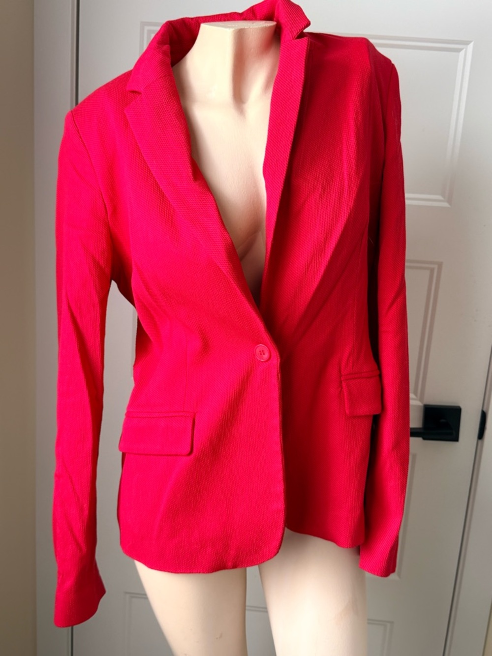 Structured Single-Button Hot Pink Blazer